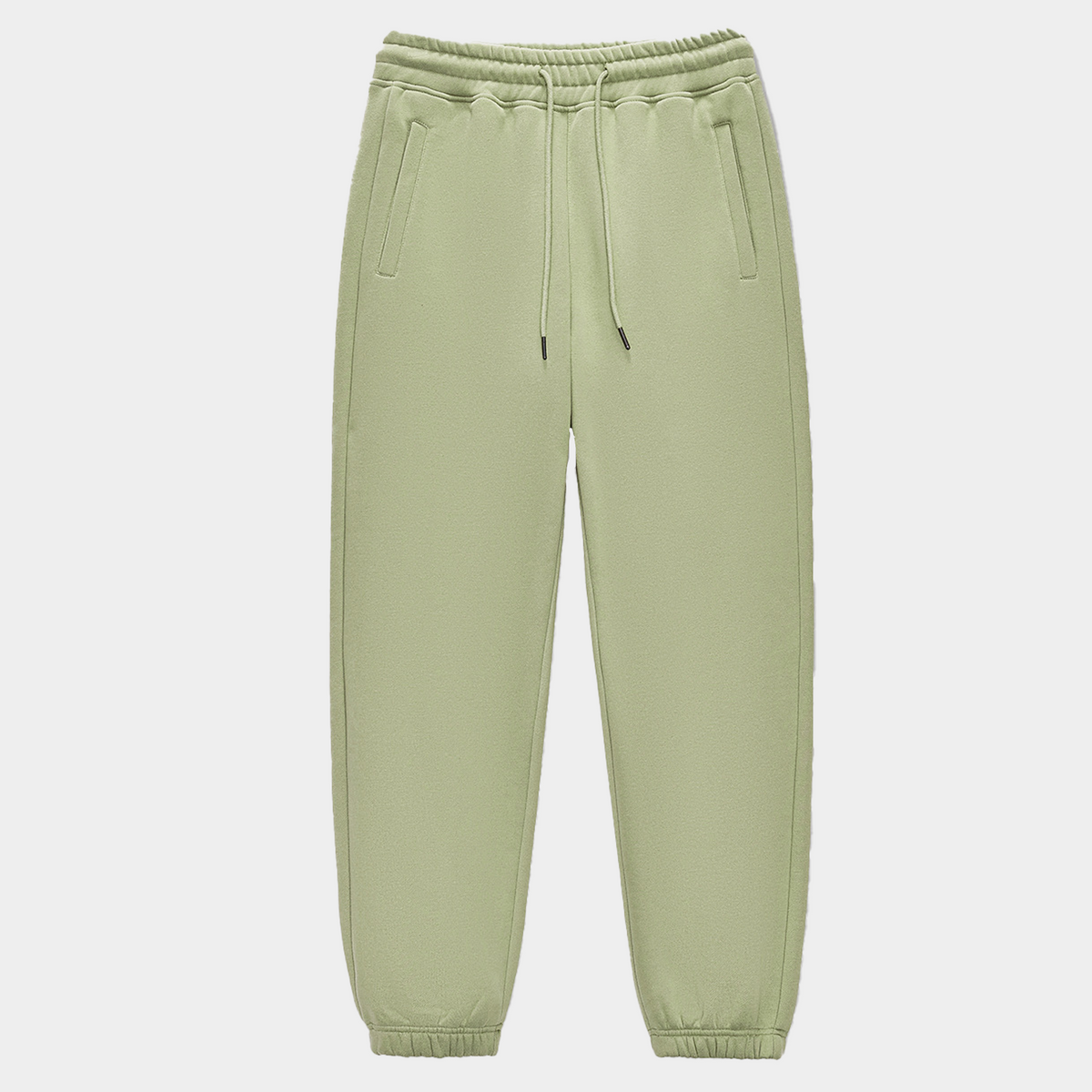 Unisex Solid Color Fleece Casual Tapered Pants
