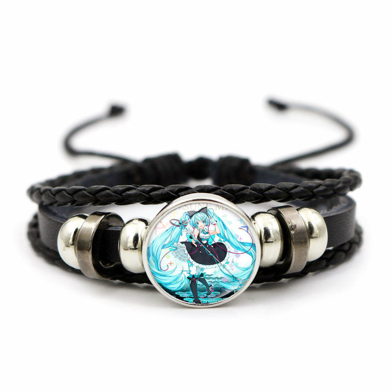 Hatsune Miku Anime Braided Leather Bracelet, Perfect Unisex Daily Gift