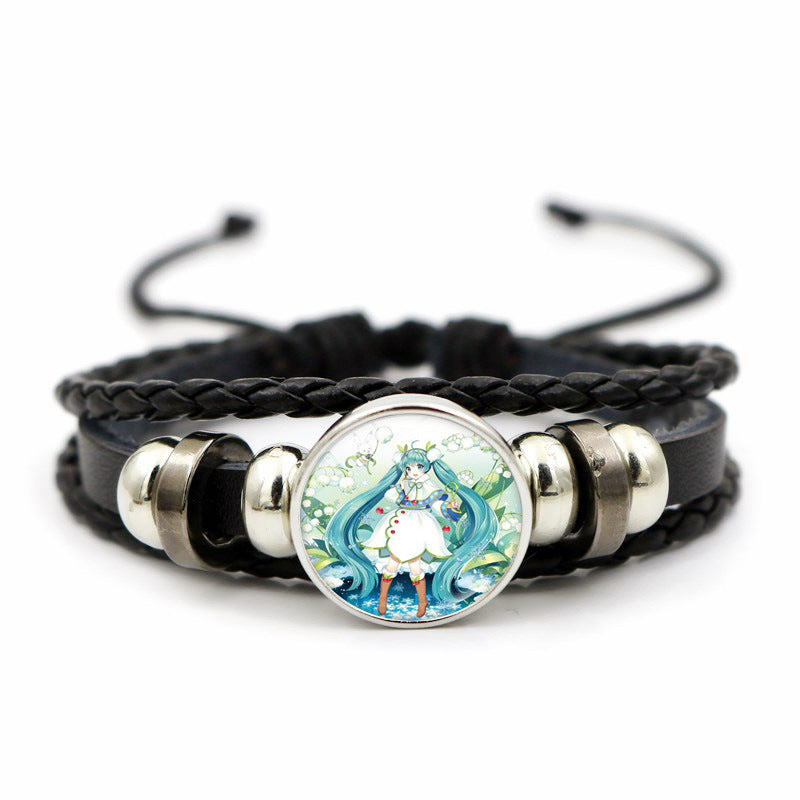 Hatsune Miku Anime Braided Leather Bracelet, Perfect Unisex Daily Gift