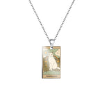 Vintage Tarot Cat Stainless Steel Pendant Necklace