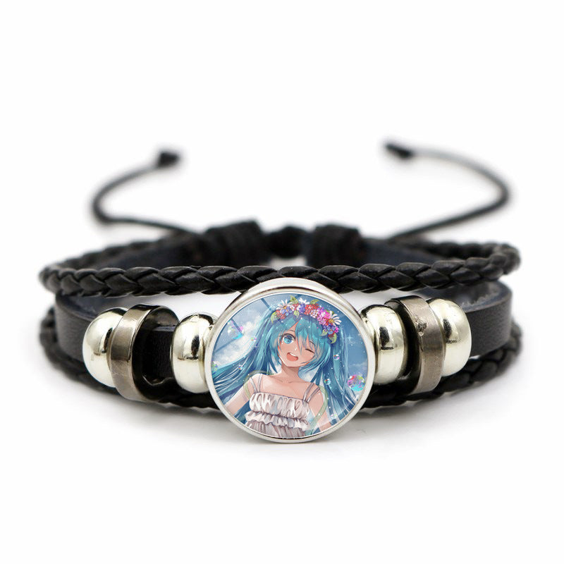 Hatsune Miku Anime Braided Leather Bracelet, Perfect Unisex Daily Gift