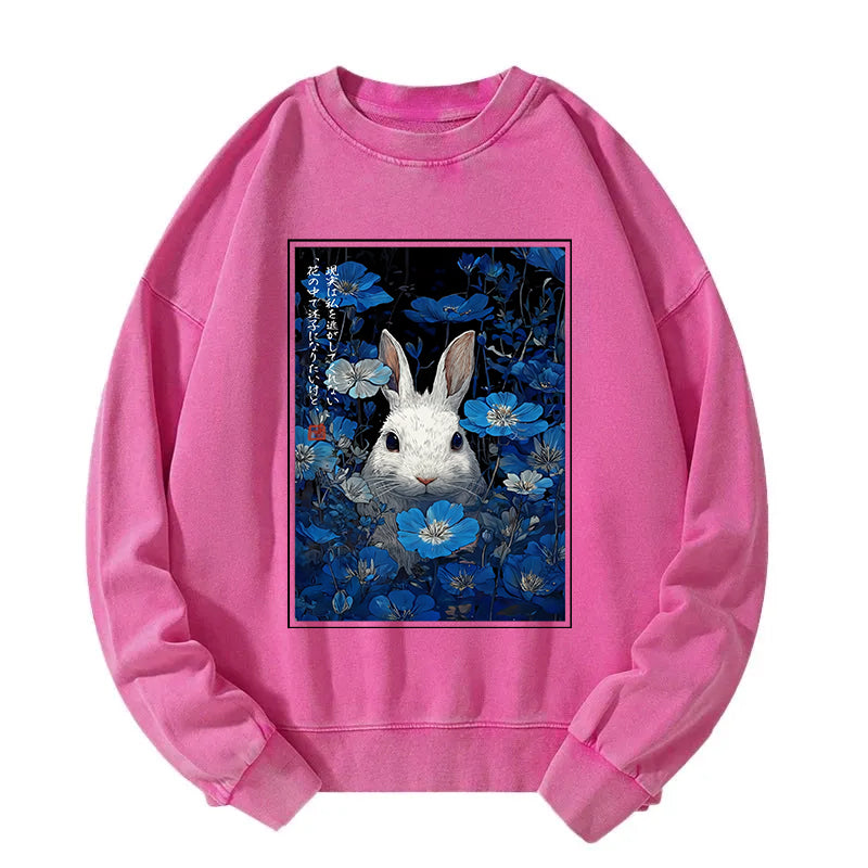 Whispers Of The Rabbit Among The Flowers Washed Sweatshirt