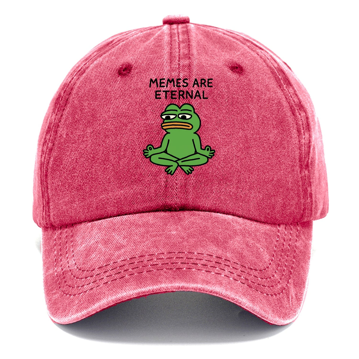 MEMES ARE ETERNAL | Immortal pepe meditating Washed Cap