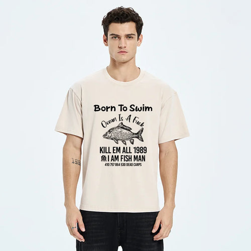 Born To Swim Funny Washed T-Shirt