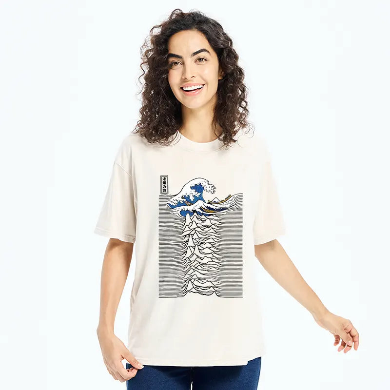 Music And Waves Washed T-Shirt