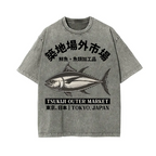 Tsukiji Market Tuna Fish Vintage Wash Japanese Design T-Shirt