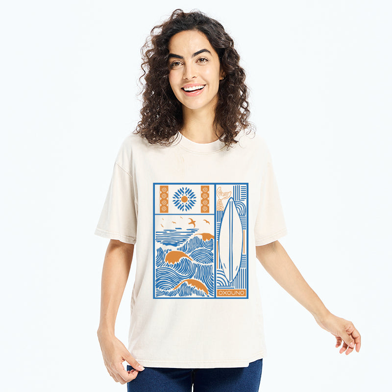 Unisex Minimalist Art Washed T-Shirt