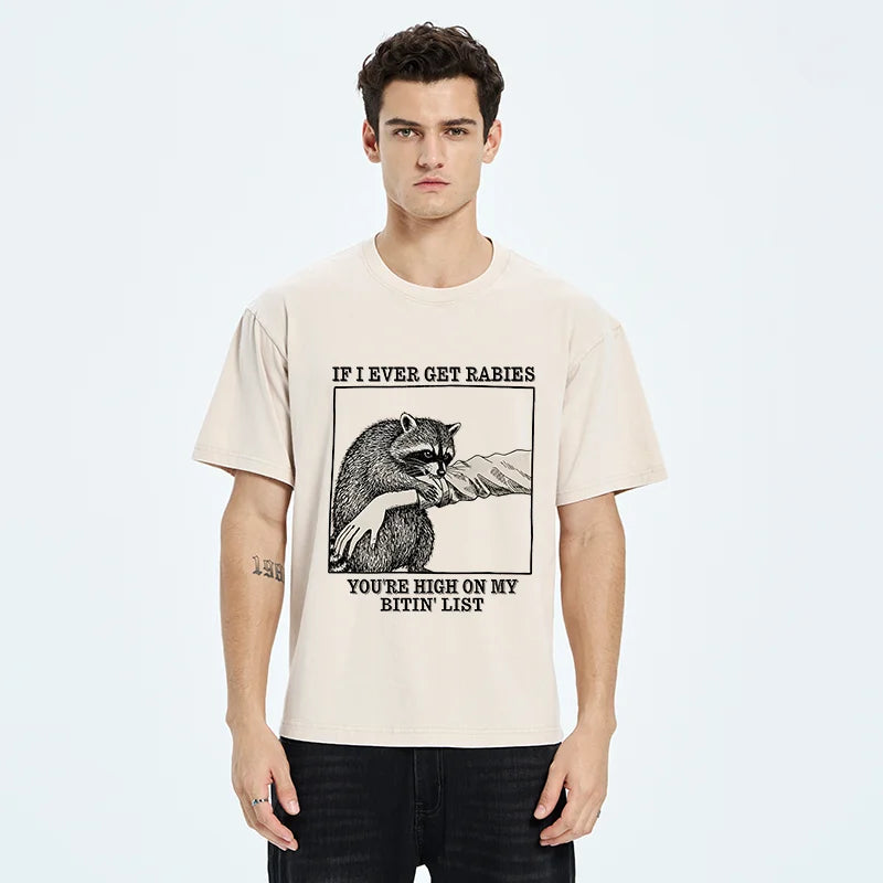 Unisex Raccoon Bites Washed T-Shirt