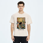Unisex Black Cat In The Flower Bushes Washed T-Shirt