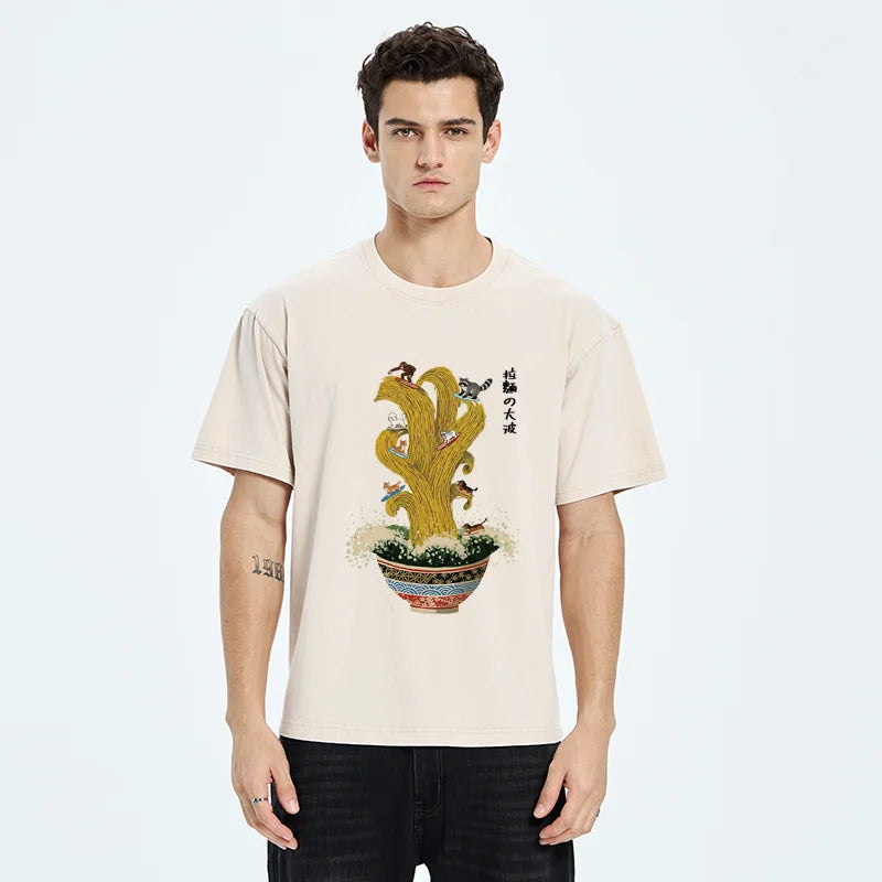 Unisex Ramen Surfing Washed T-Shirt
