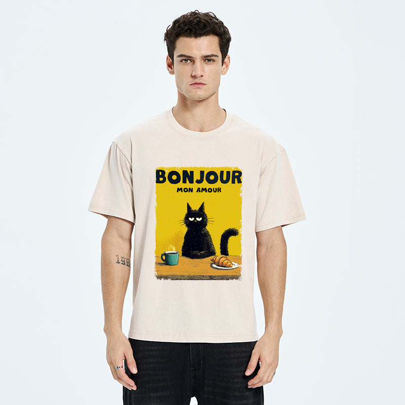 Unisex Bonjour Mon Amour Washed T-Shirt