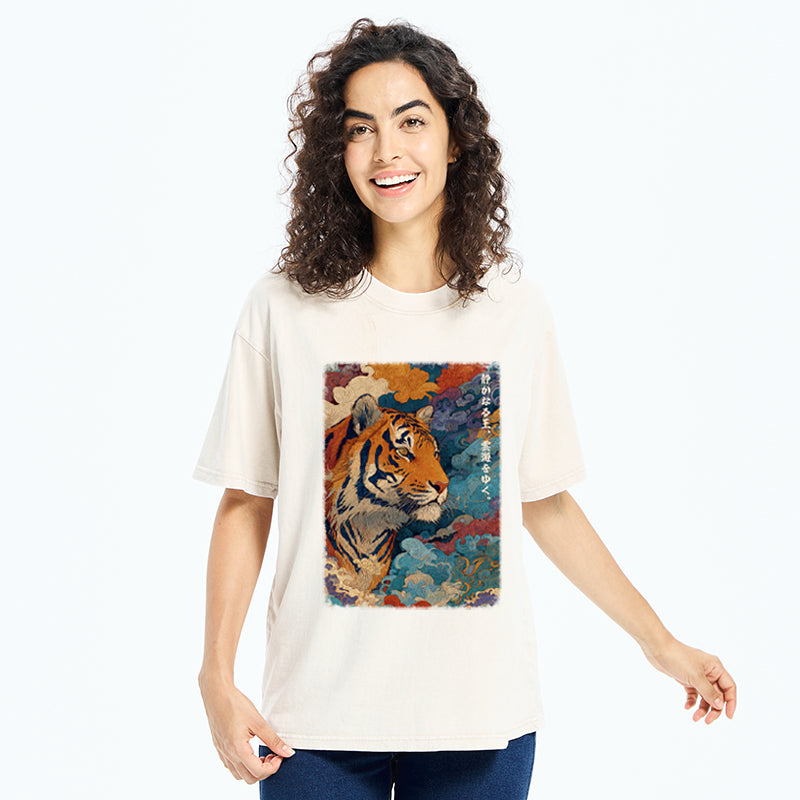 Unisex Tiger Of The Cloud Sea Washed T-Shirt