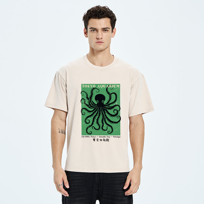 Unisex Tokyo Japanese Aquarium Washed T-Shirt