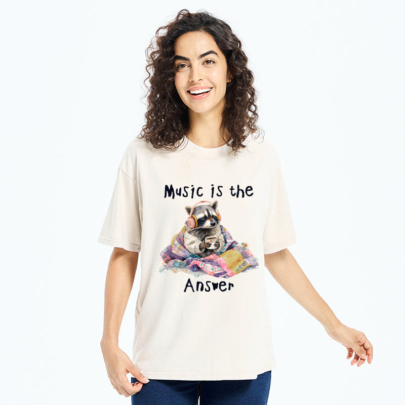 Unisex Music Is The Answer Washed T-Shirt