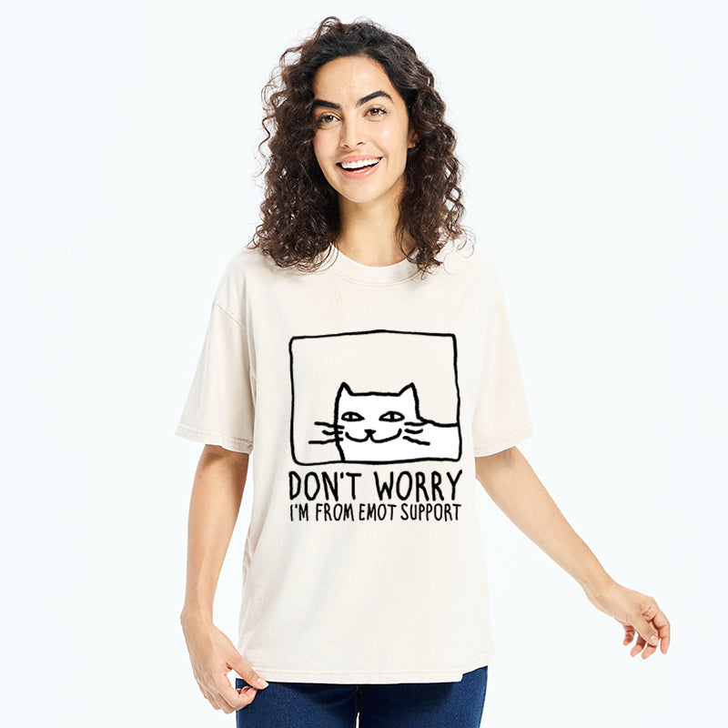 Unisex Emotional Support Cat Washed T-Shirt