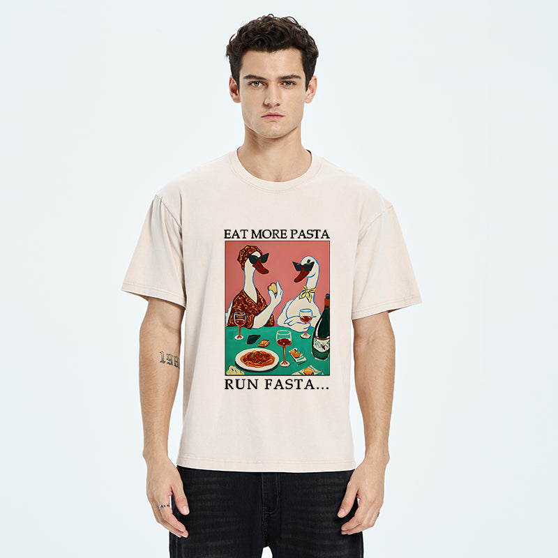 Unisex Eat More Pizza Washed T-Shirt
