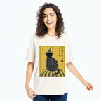 Unisex Black Cat's Glimpse of the Future Washed T-Shirt
