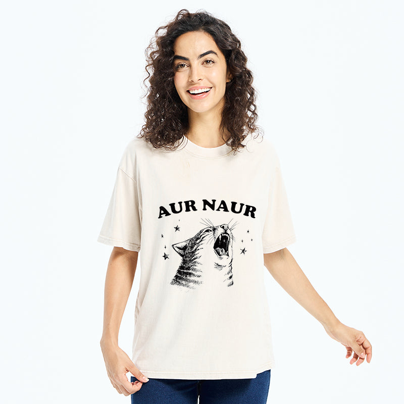 Unisex Aur Naur Cat Washed T-Shirt