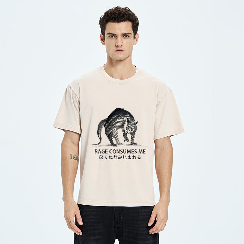 Unisex Rage Consumes Cat Washed T-Shirt