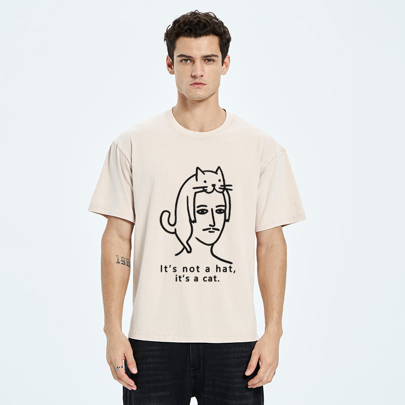 Unisex Not Hat It’s A Cat Washed T-Shirt