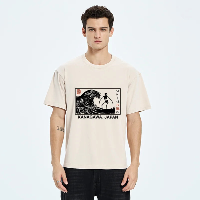 Skeleton Surfing Japan Washed T-Shirt