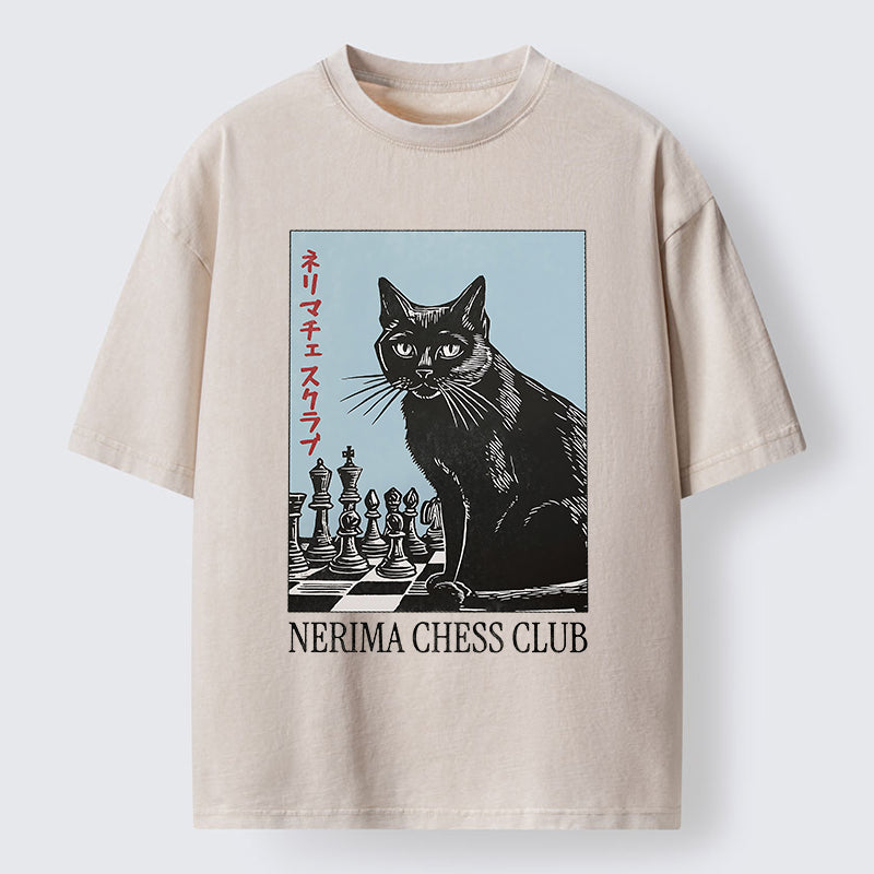 Unisex Chess And Cat Washed T-Shirt