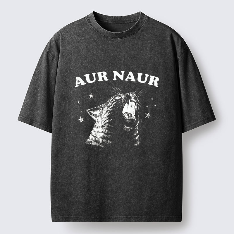 Unisex Aur Naur Cat Washed T-Shirt