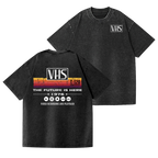 VHS Vintage Wash Japanese Design Back Art T-Shirt