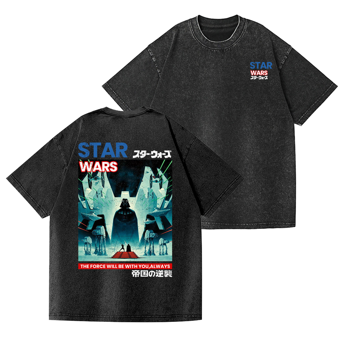 Join The Darkside Vintage Wash Japanese Design Back Art T-Shirt