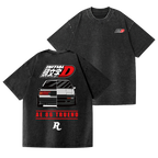 Initial D Vintage Wash Japanese Design Back Art T-Shirt