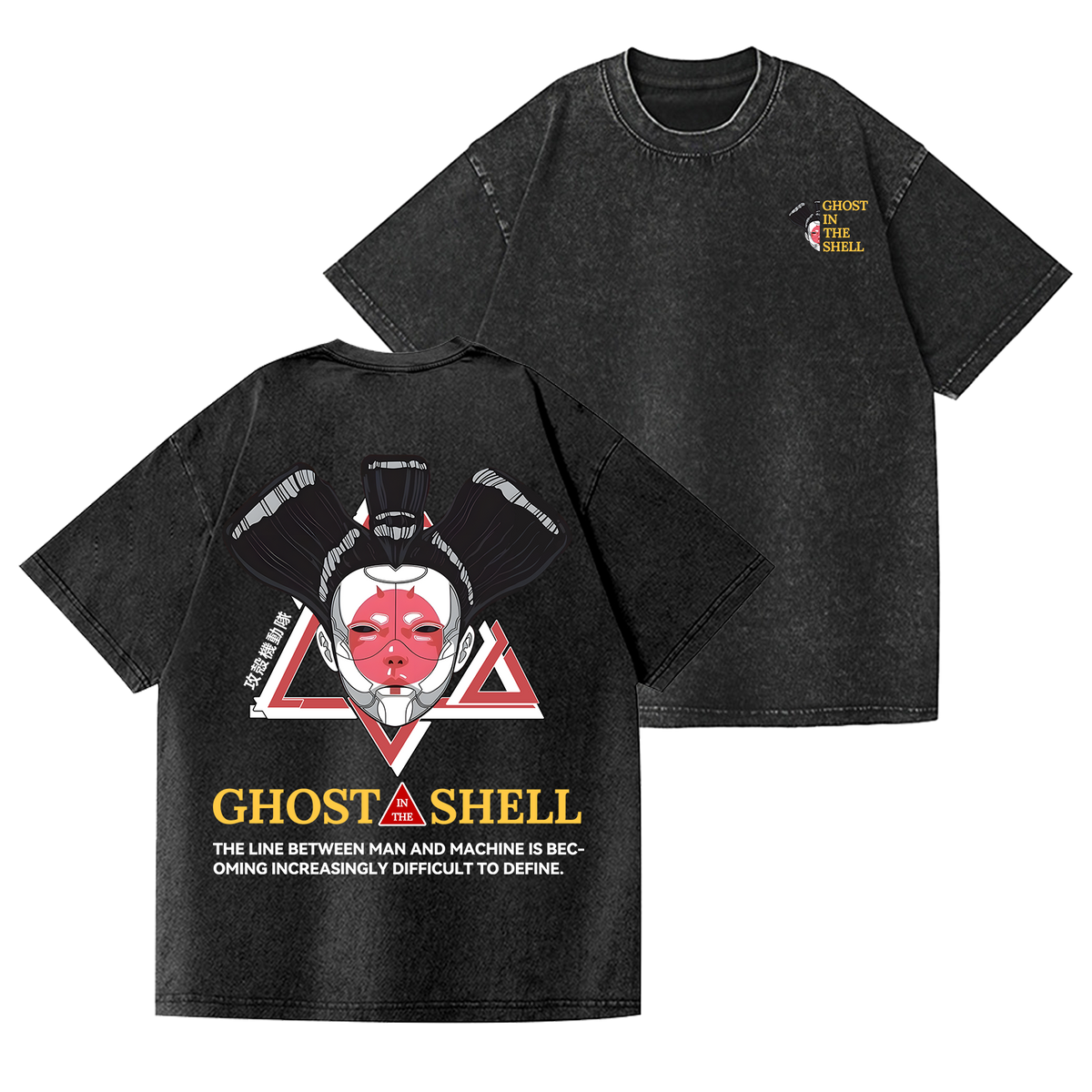 Ghost in the Shell Geisha Vintage Wash Japanese Design Back Art T-Shirt