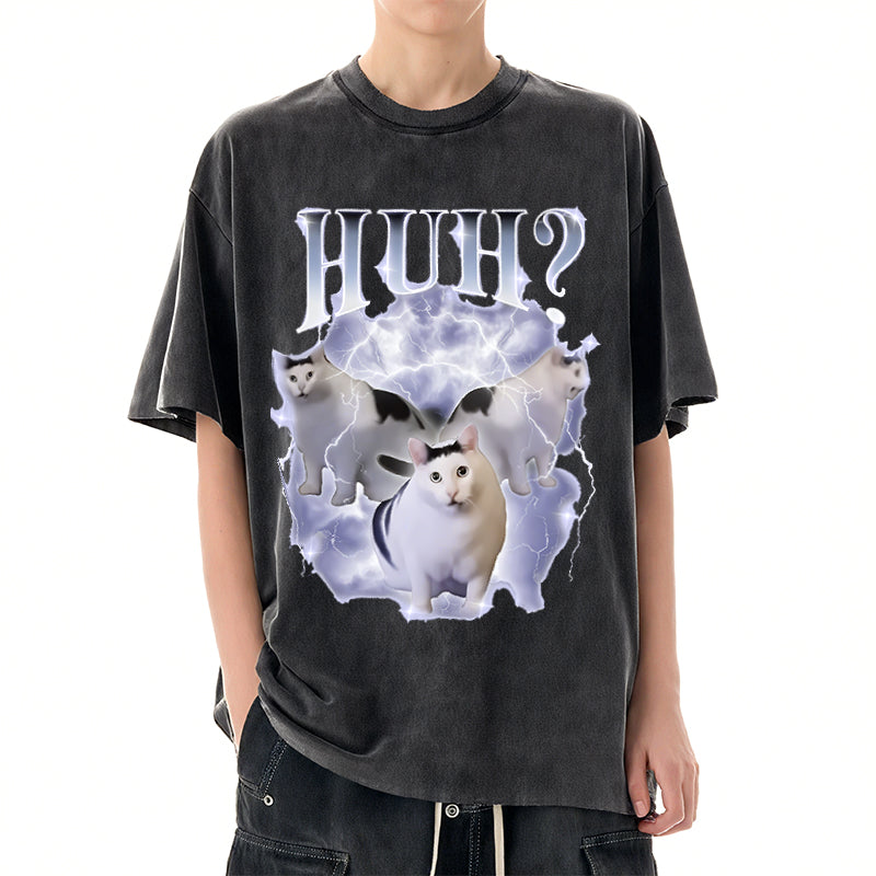 Huh Cat Chonky Ben Meme Washed T-Shirt