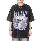 Huh Cat Chonky Ben Meme Washed T-Shirt