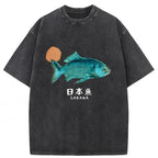 Unisex Japanese Fish Vintage Washed T-Shirt