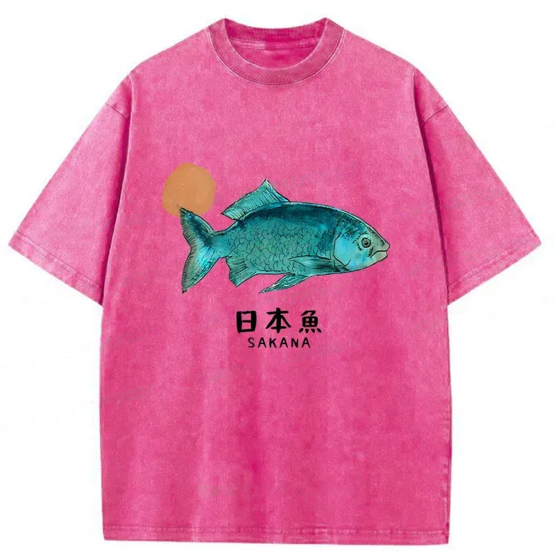Unisex Japanese Fish Vintage Washed T-Shirt