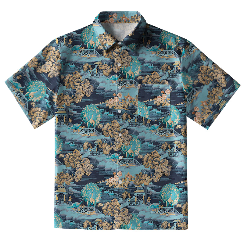 Peacock With Open Tail Button-up Shirt