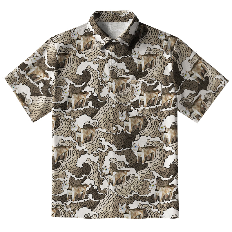 Cats And Waves Button-up Shirt