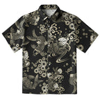Elegant Koi Floral Button-up Shirt