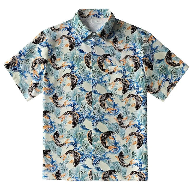 Koi Wave Dance Button-up Shirt