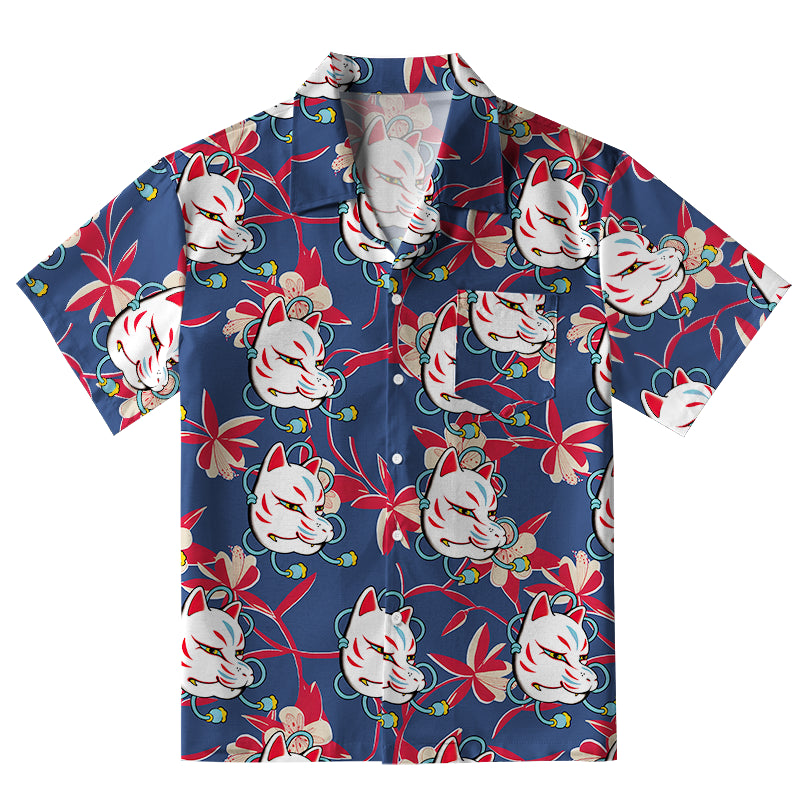 Japanese Fox Mask Aloha Hawaiian Shirt