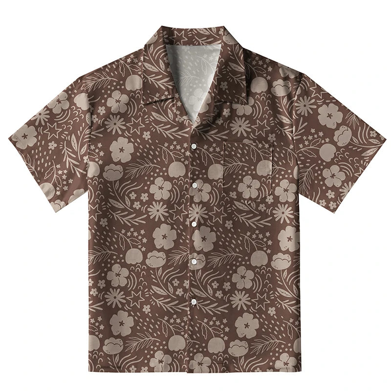 Mocha Floral Aloha Hawaiian Shirt
