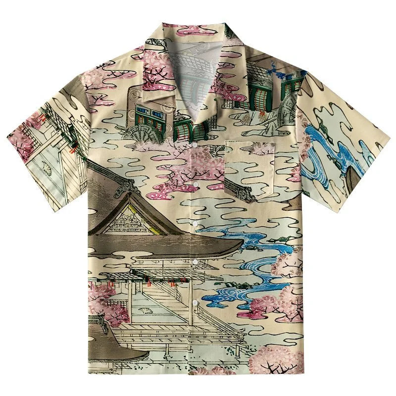 Japanese Courtyard Aloha Hawaiian Shirt