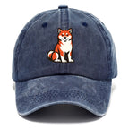 Sitting Shiba Inu Emblem Washed Cap