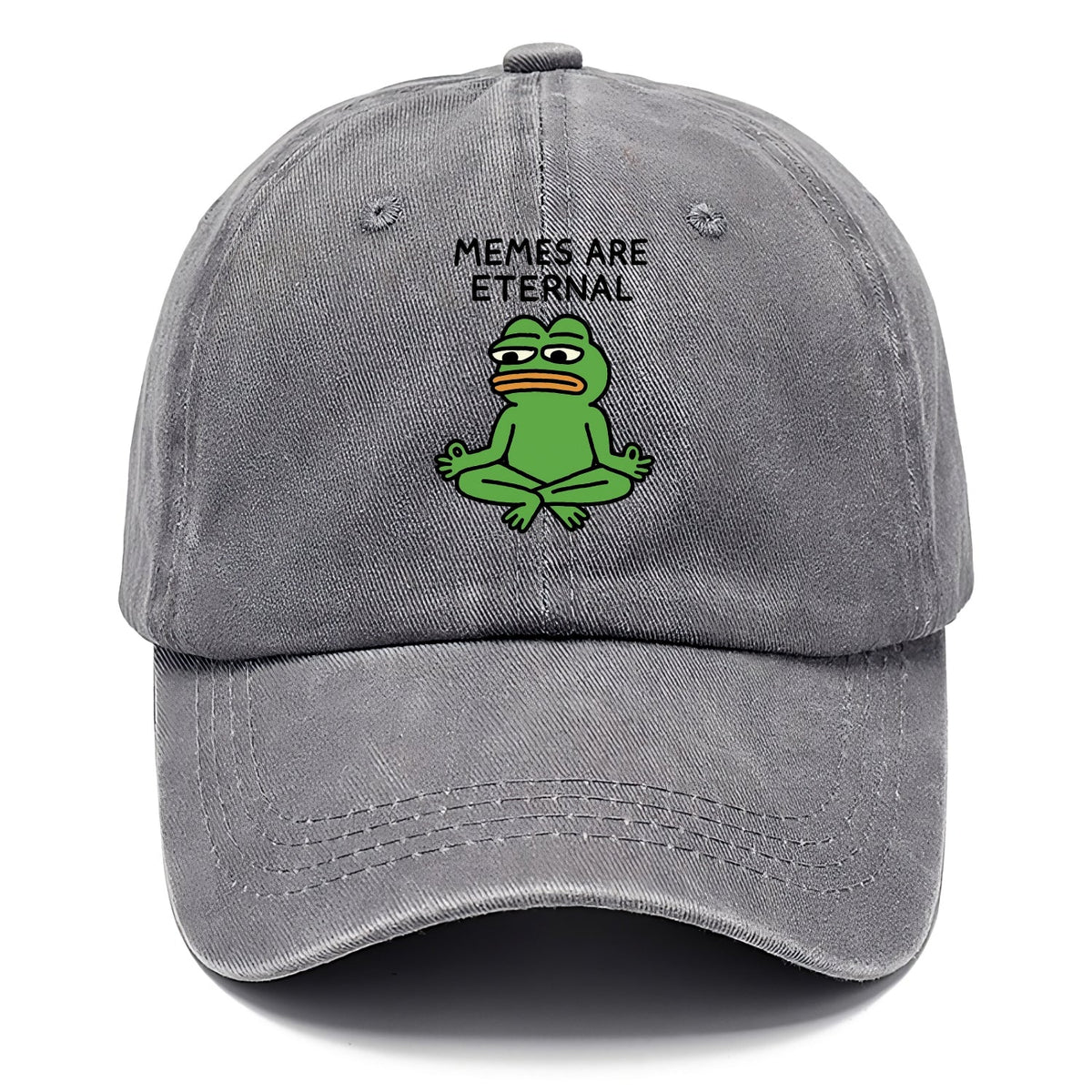 MEMES ARE ETERNAL | Immortal pepe meditating Washed Cap
