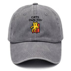 Cats Own You | Cat On Throne Pointing Down Washed Cap