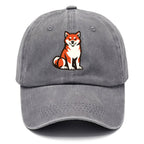 Sitting Shiba Inu Emblem Washed Cap