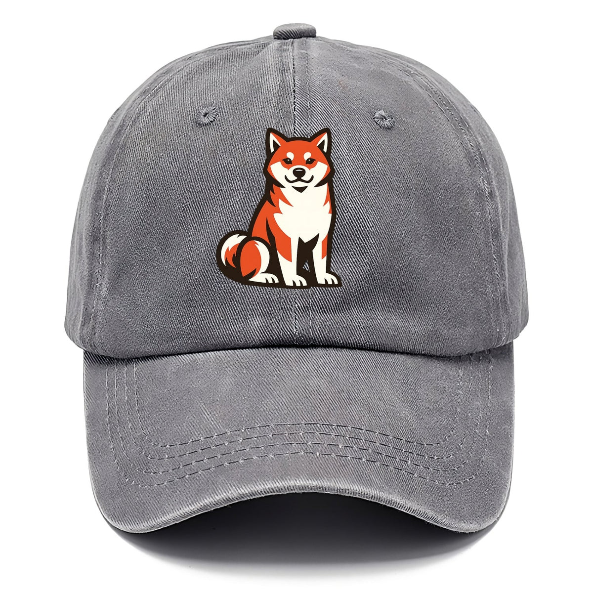 Sitting Shiba Inu Emblem Washed Cap