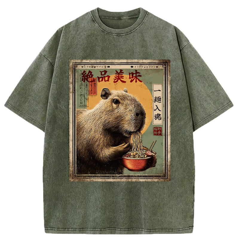 Unisex Capybara's Ultimate Feast Washed T-Shirt