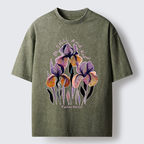 "Be Still and Know"Psalm 46:10 Iris Floral Washed T-Shirt