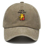 Cats Own You | Cat On Throne Pointing Down Washed Cap
